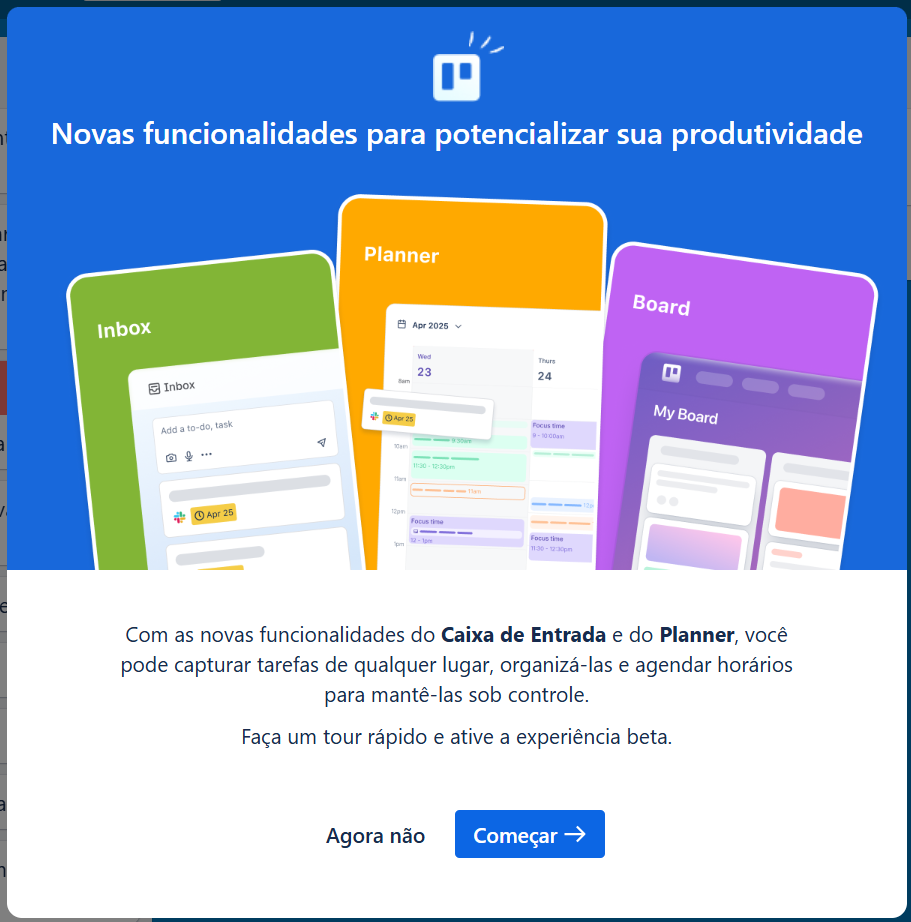Trello - Modal de Anúncio de Feature
